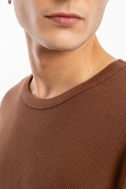 Waffel Longsleeve Bio Baumwolle - Braun