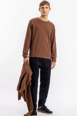Waffel Longsleeve Bio Baumwolle - Braun