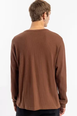 Waffel Longsleeve Bio Baumwolle - Braun