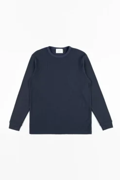 Waffel Longsleeve Bio Baumwolle - Dunkelblau
