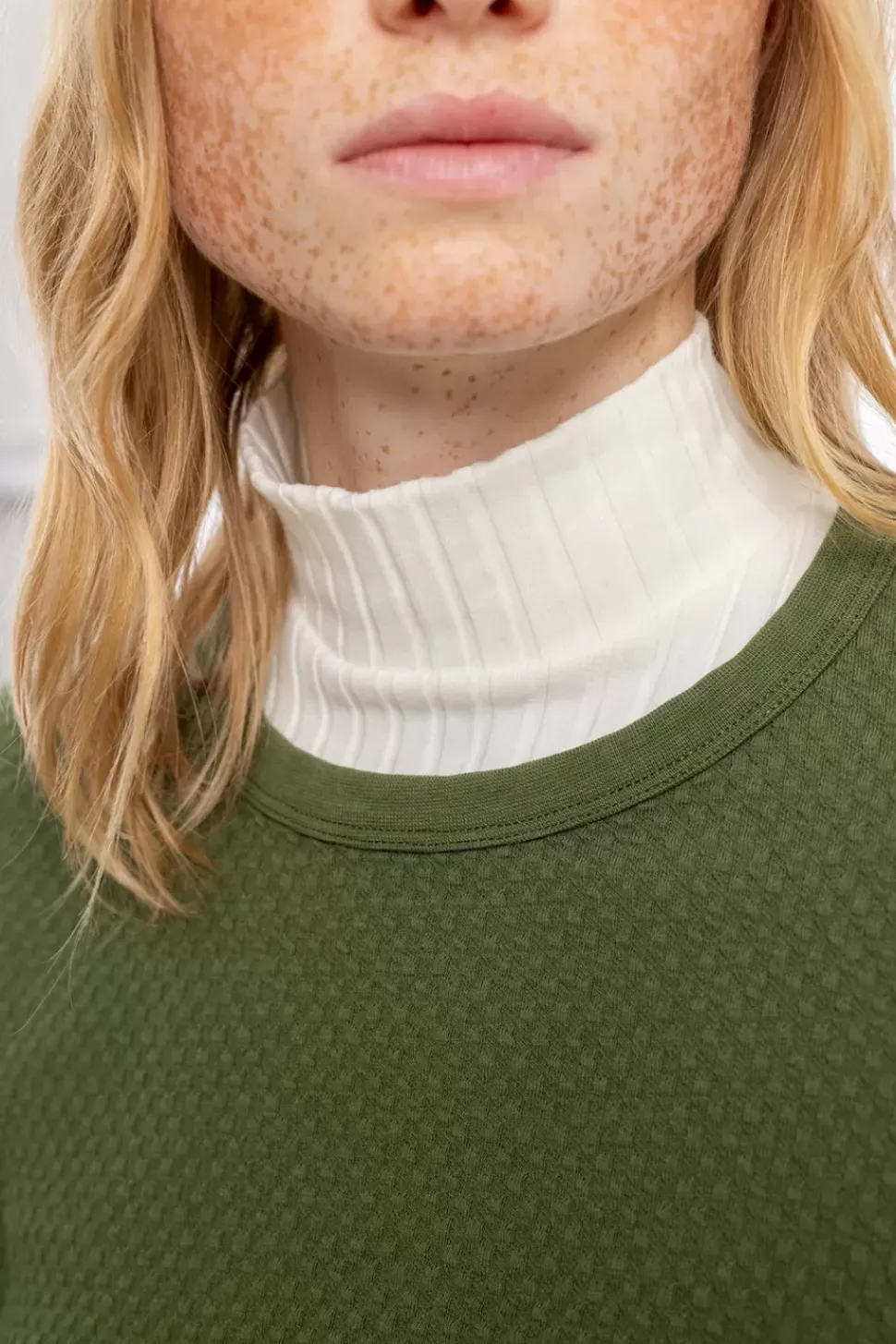 Waffel Sweatshirt Bio Baumwolle - Grun