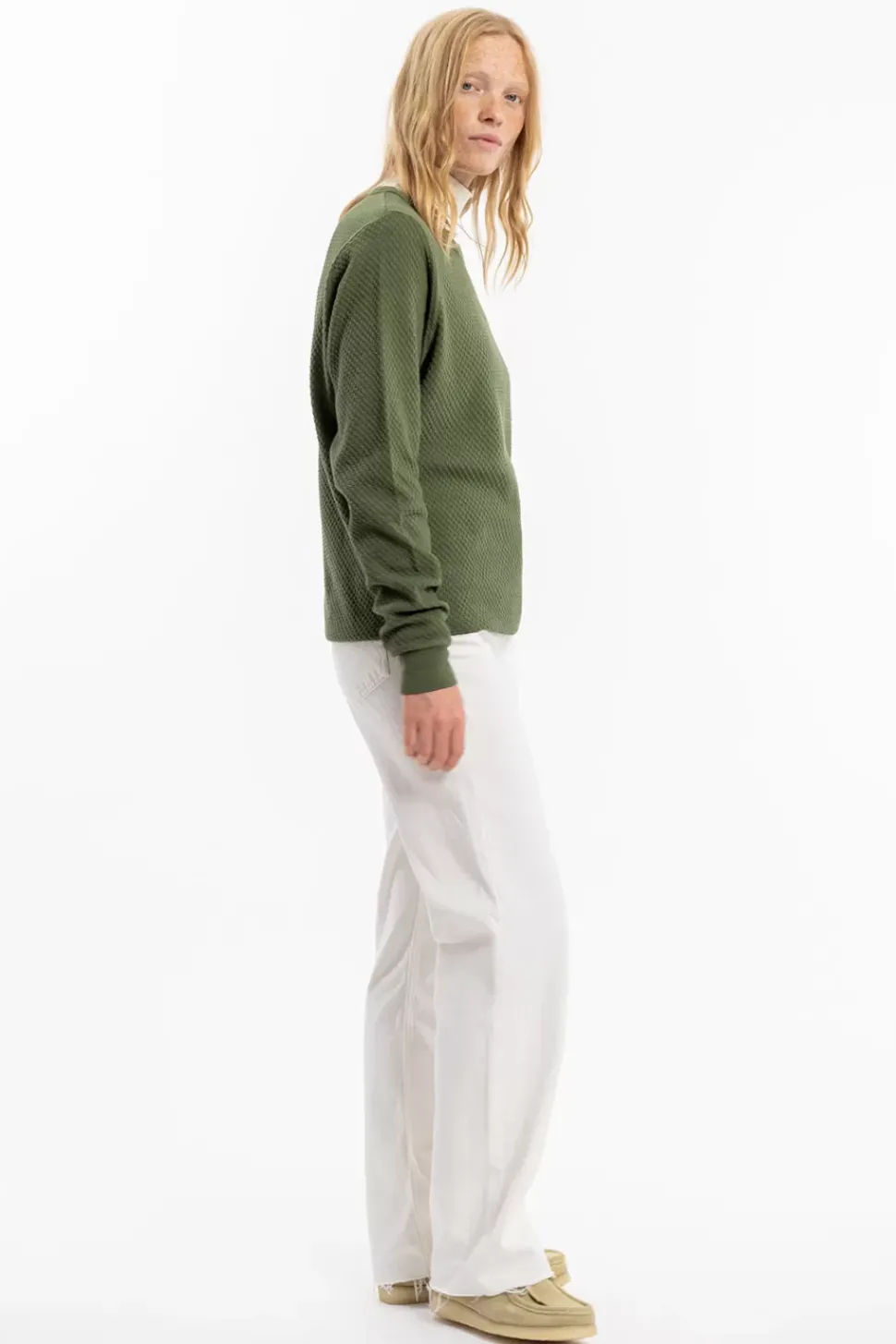 Waffel Sweatshirt Bio Baumwolle - Grun