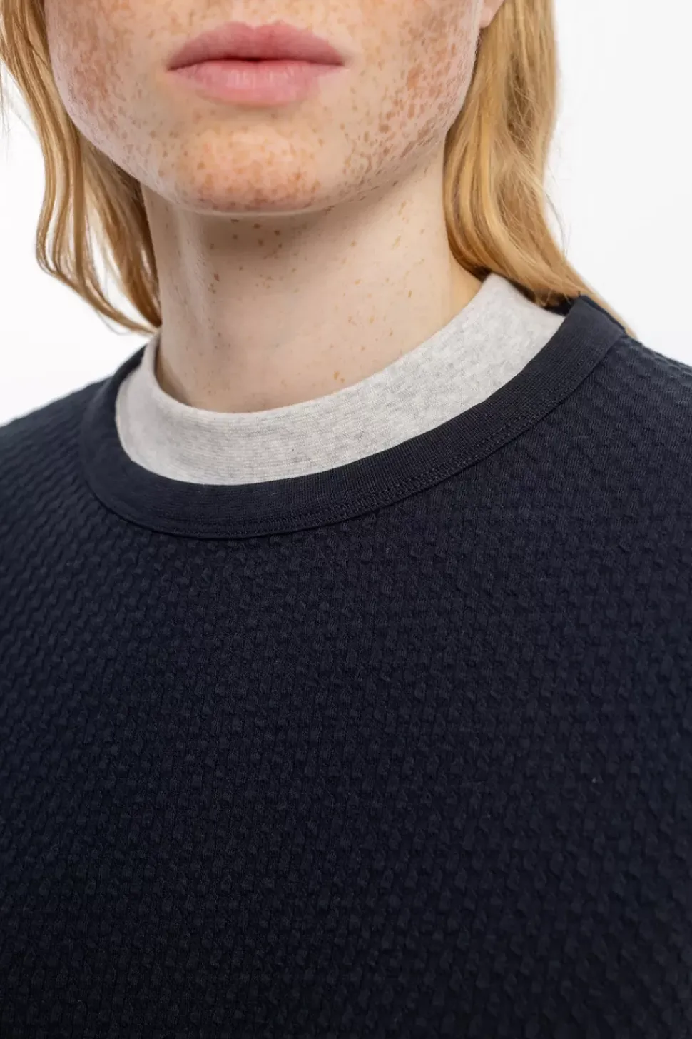 Waffel Sweatshirt Bio Baumwolle - Schwarz