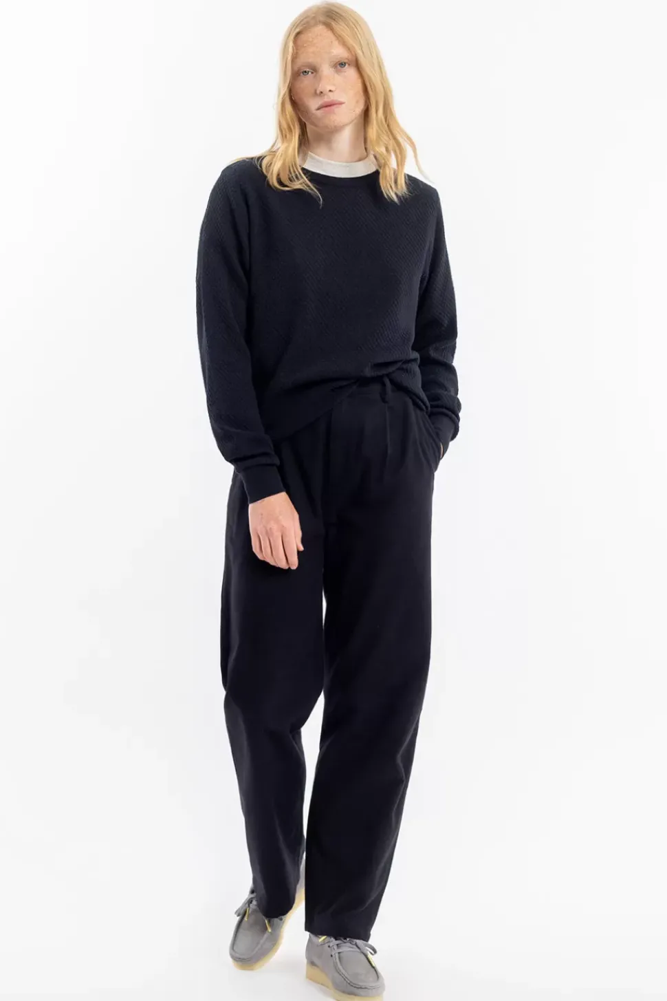 Waffel Sweatshirt Bio Baumwolle - Schwarz