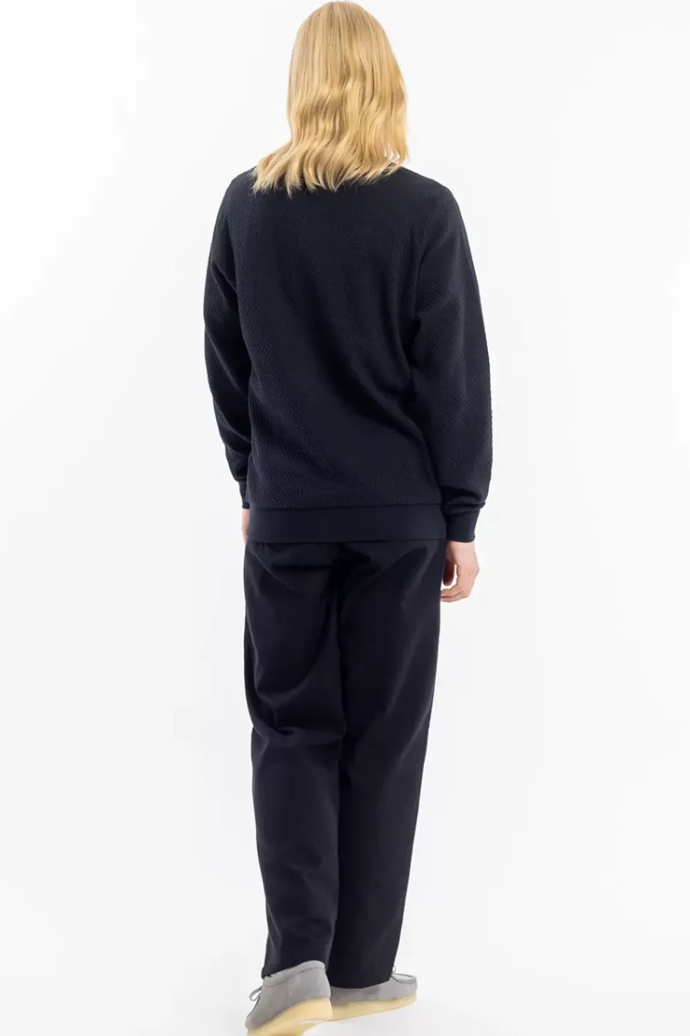 Waffel Sweatshirt Bio Baumwolle - Schwarz