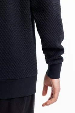 Waffel Sweatshirt Bio Baumwolle - Schwarz