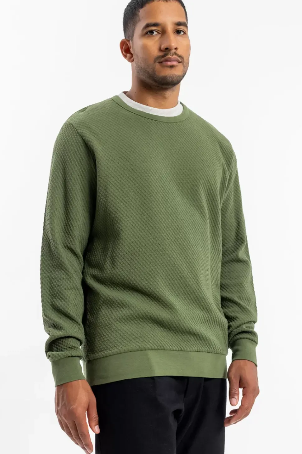 Waffel Sweatshirt Bio Baumwolle - Grun