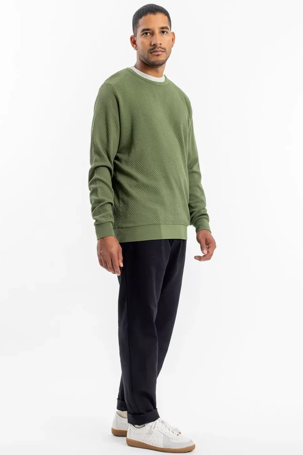 Waffel Sweatshirt Bio Baumwolle - Grun