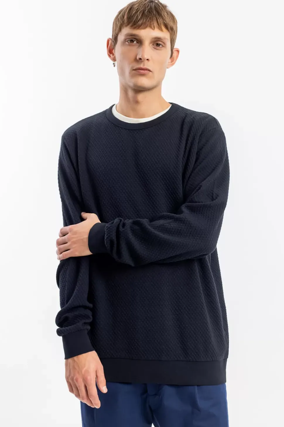 Waffel Sweatshirt Bio Baumwolle - Schwarz