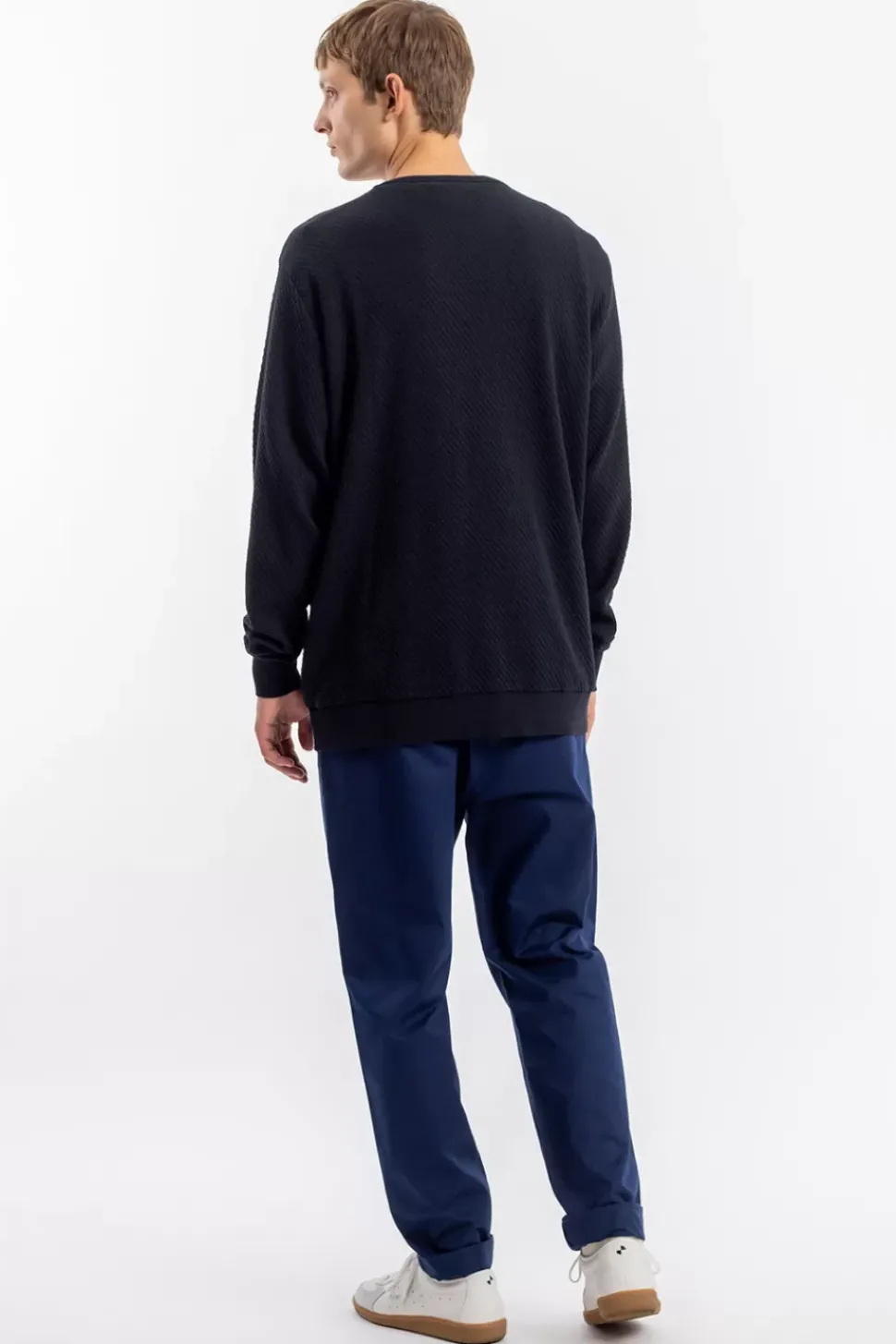 Waffel Sweatshirt Bio Baumwolle - Schwarz