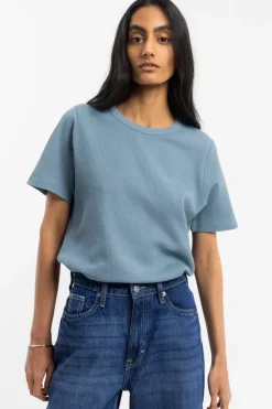 Waffel T-Shirt Bio-Baumwolle - Blau