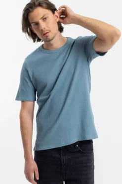 Waffel T-Shirt Bio-Baumwolle - Blau
