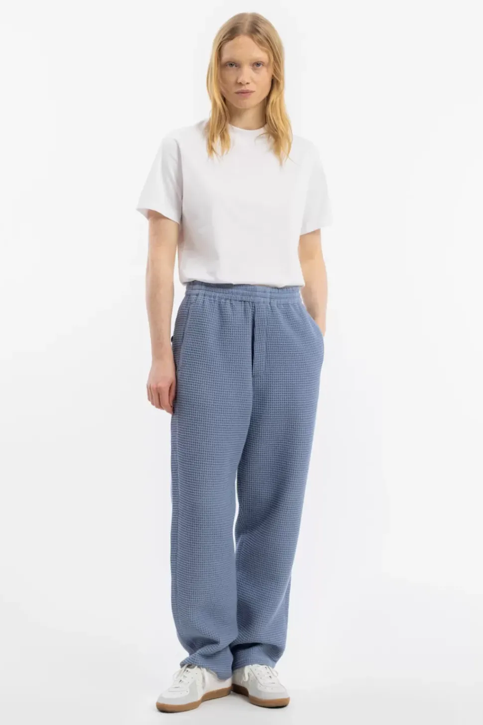 Weite Hose Waffle Cotton - Hellblau