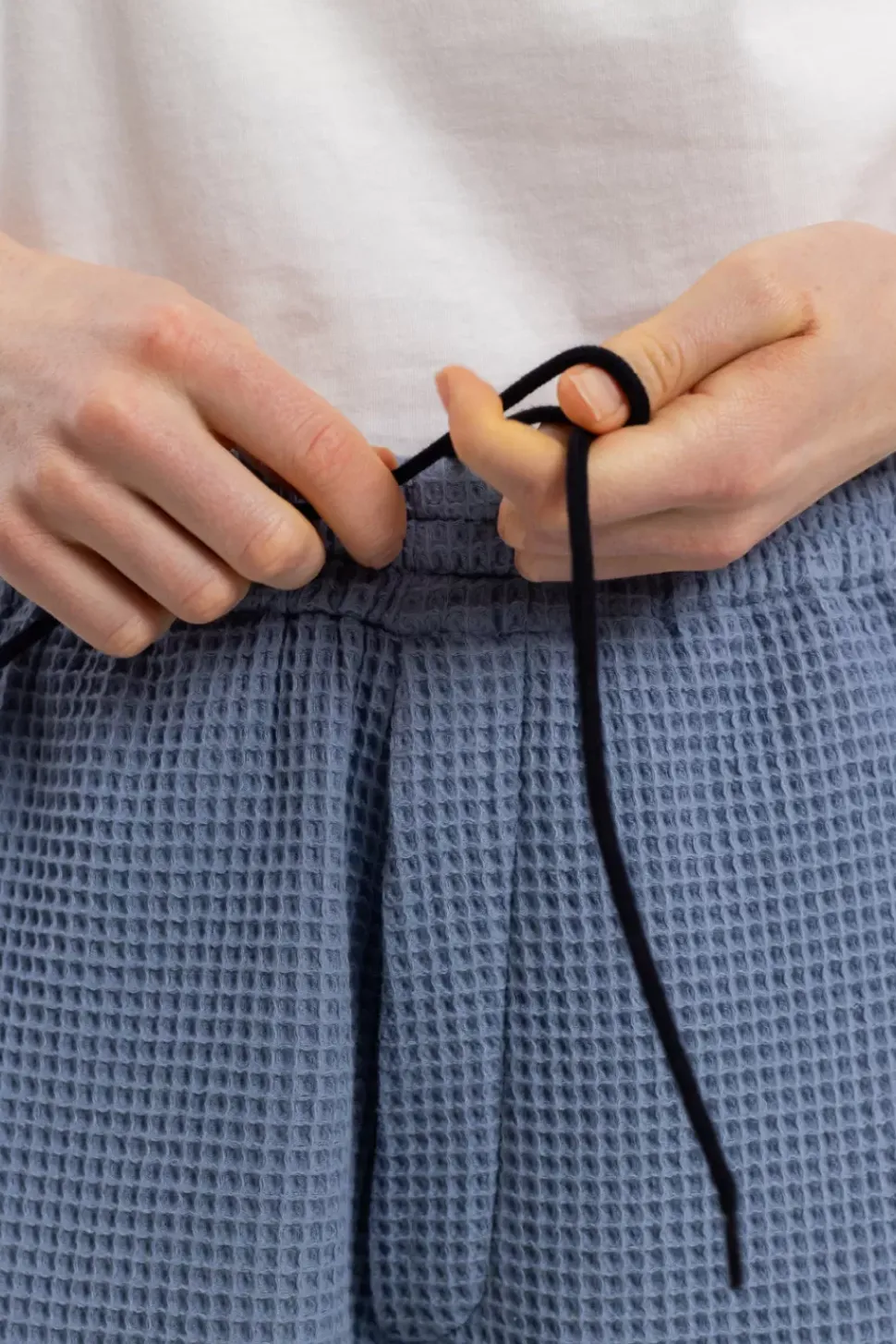 Weite Hose Waffle Cotton - Hellblau