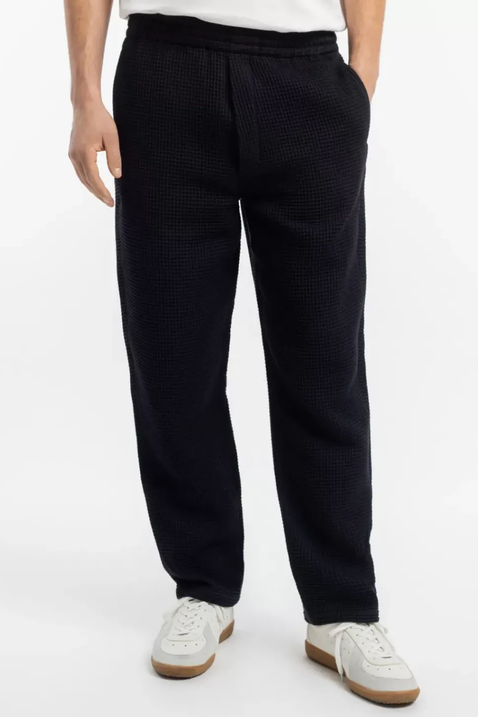 Weite Hose Waffle Cotton - Schwarz