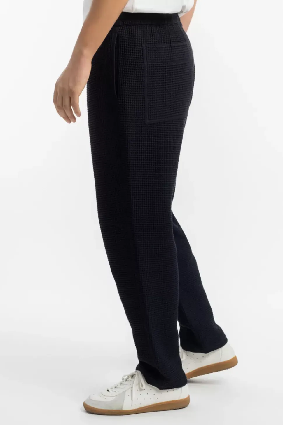 Weite Hose Waffle Cotton - Schwarz