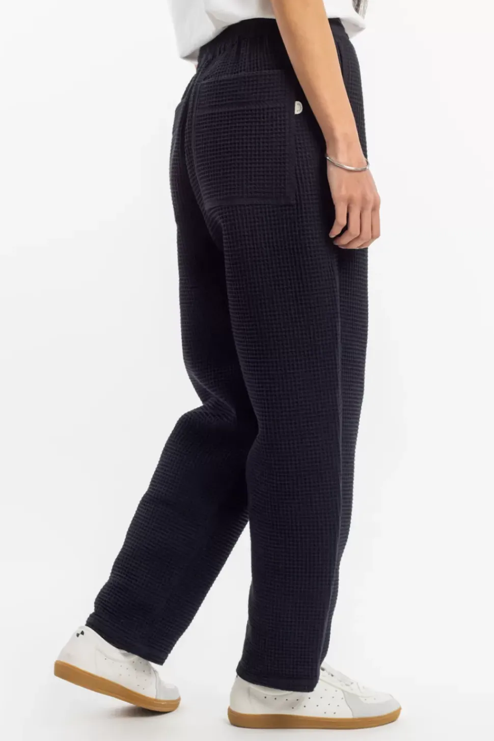 Weite Hose Waffle Cotton - Schwarz