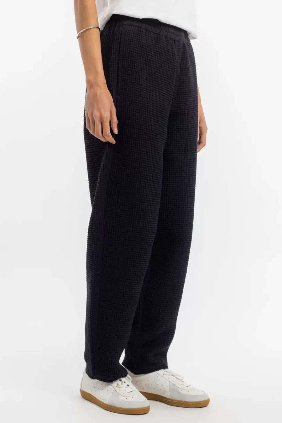 Weite Hose Waffle Cotton - Schwarz