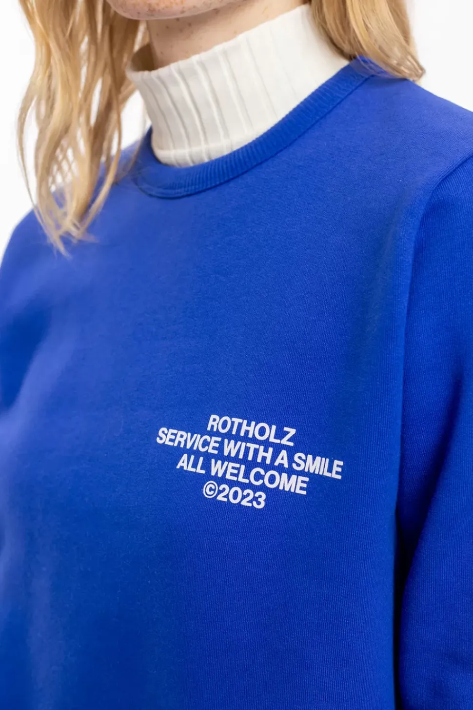 Willkommen Print Sweatshirt Bio Baumwolle - Kobalt