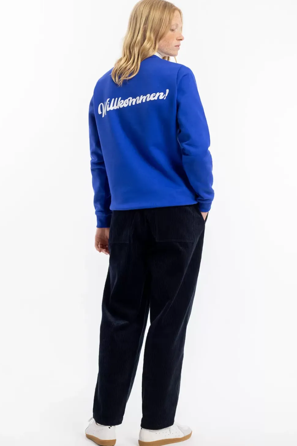 Willkommen Print Sweatshirt Bio Baumwolle - Kobalt