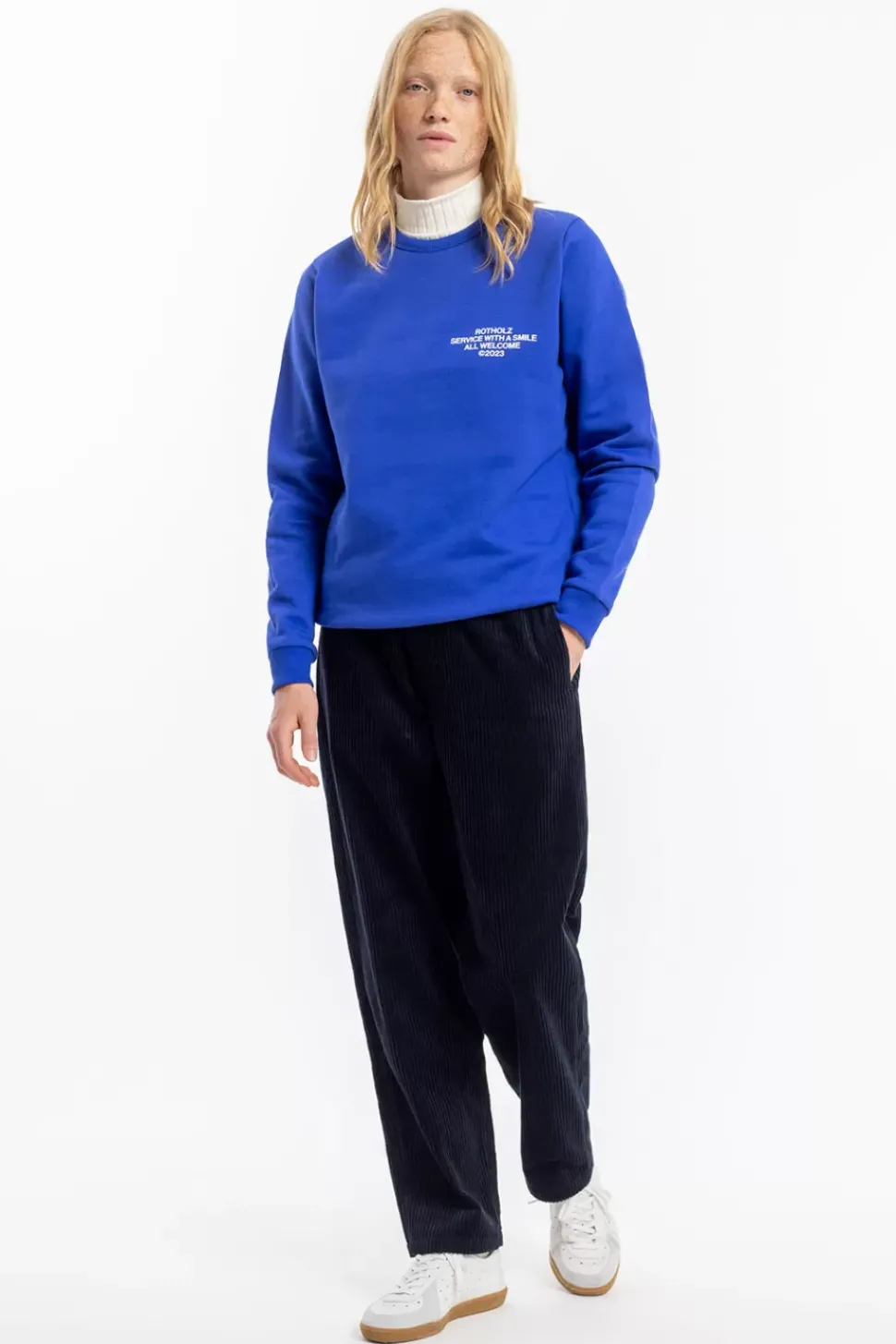Willkommen Print Sweatshirt Bio Baumwolle - Kobalt