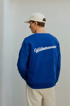 Willkommen Print Sweatshirt Bio Baumwolle - Kobalt