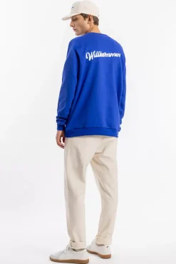 Willkommen Print Sweatshirt Bio Baumwolle - Kobalt
