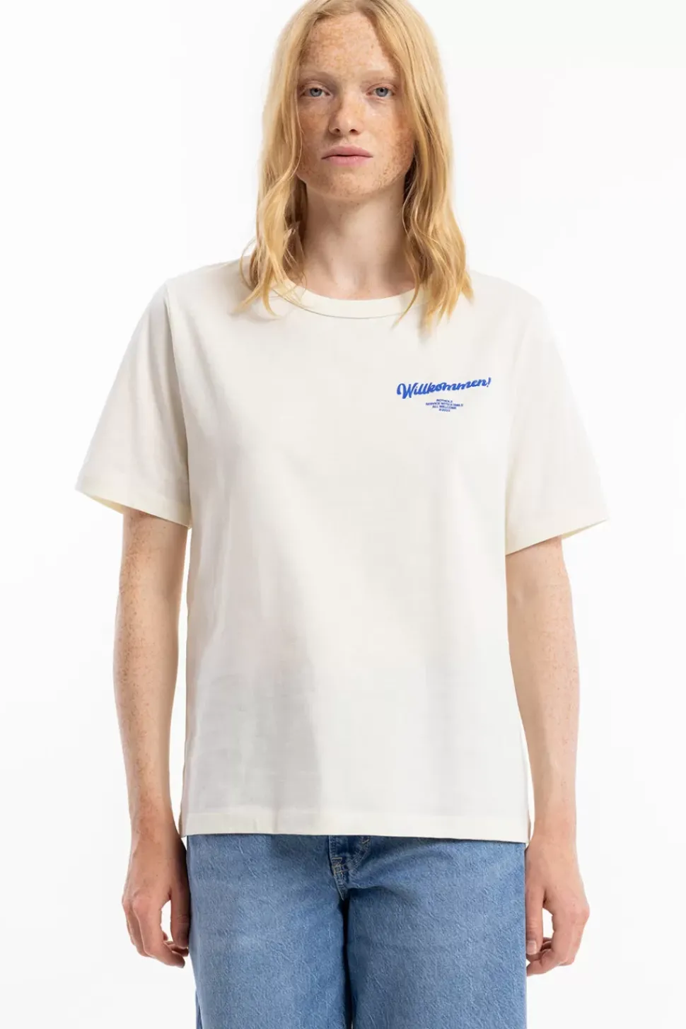 Willkommen Print T-Shirt Bio Baumwolle - Off-White