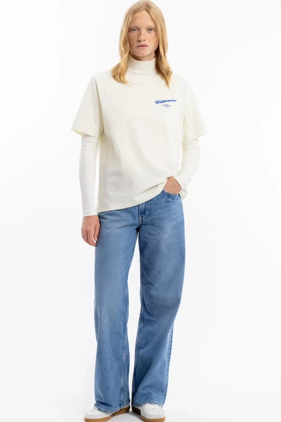 Willkommen Print T-Shirt Bio Baumwolle - Off-White