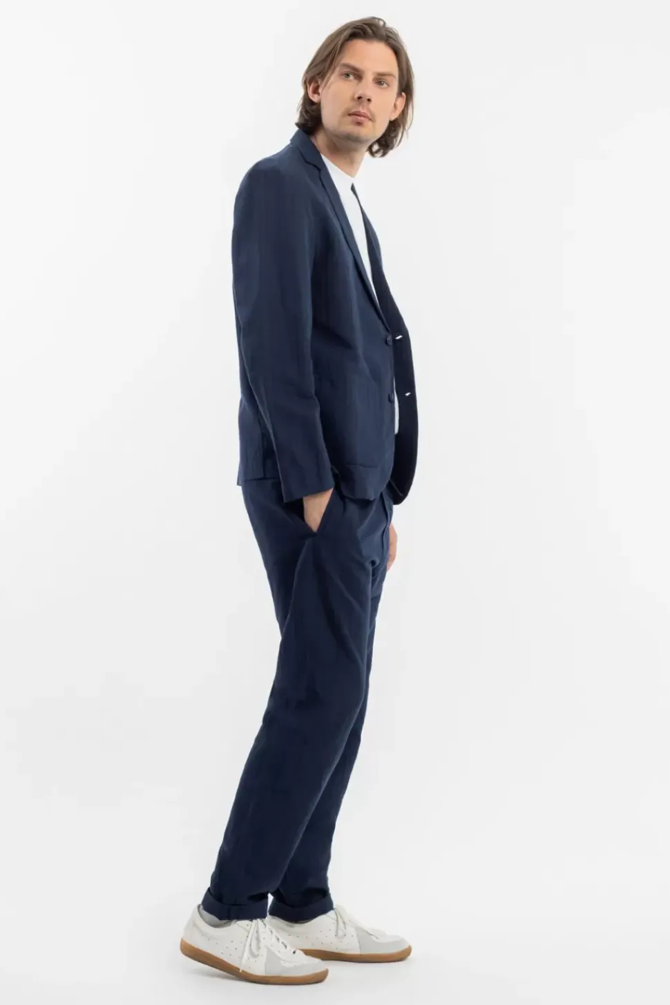 Workwear Blazer Leinen Mix - Dunkelblau