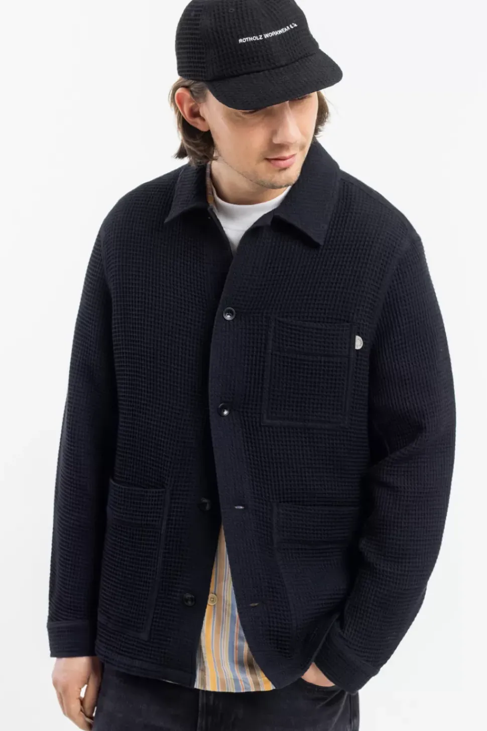 Workwear Jacke Waffle Cotton - Schwarz