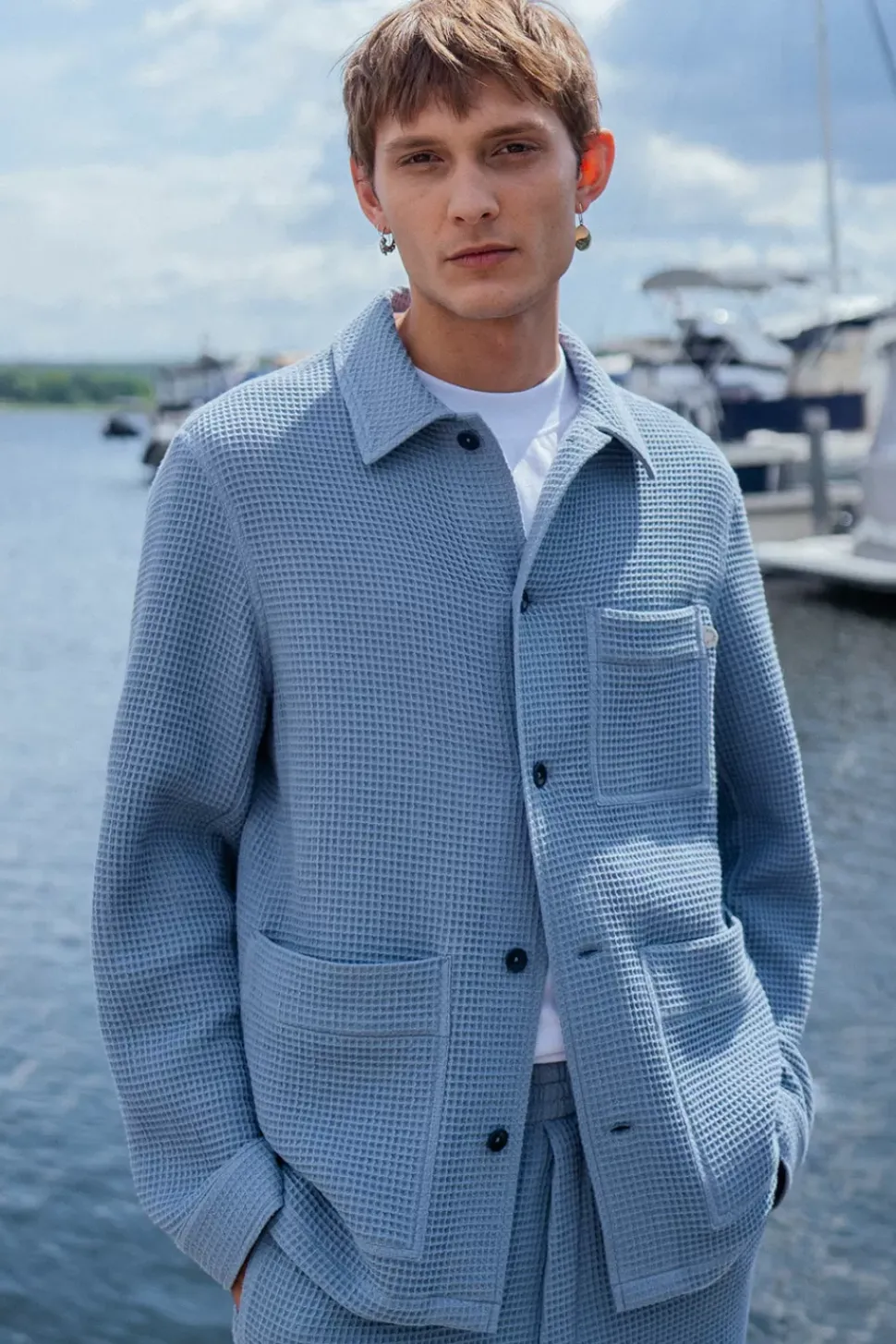 Workwear Jacke Waffle Cotton - Hellblau