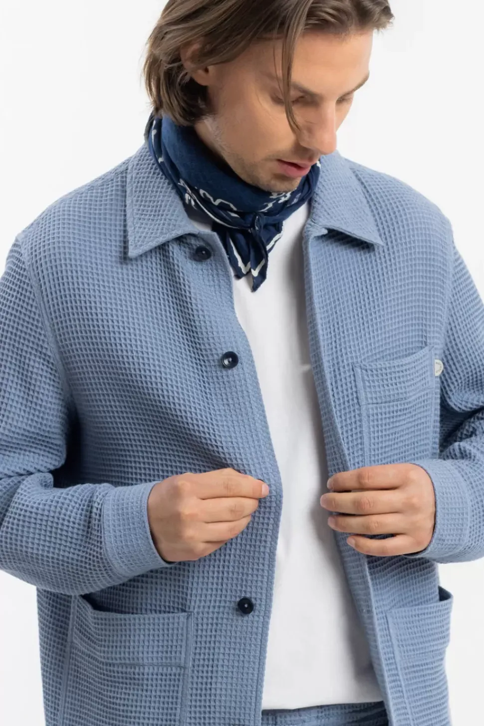 Workwear Jacke Waffle Cotton - Hellblau