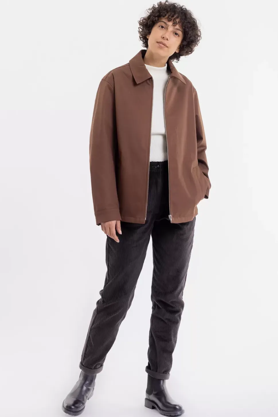 Zip Jacke Aus Bio-Baumwolle Braun